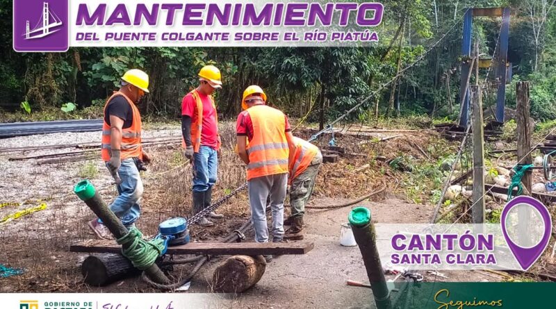 Pastaza: matenimiento y reemplazo de estructura en puente de rio Piatua, canton Santa Clara.