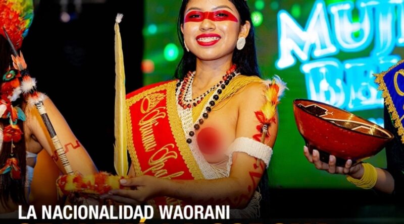 (Video) magnifica presentación de la candidata waorani en su traje ancestral en elección de las Mujeres bellas Amazónicas