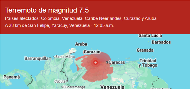 Terremoto de magnitud 7,1 sacude el centro de Venezuela